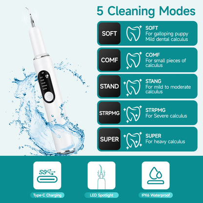 Pet Use Ultrasonic Tooth Cleaner Dog Cat Dental Scaler for Tartar Removal Teeth Cleaning Tool with Sonic Technolog