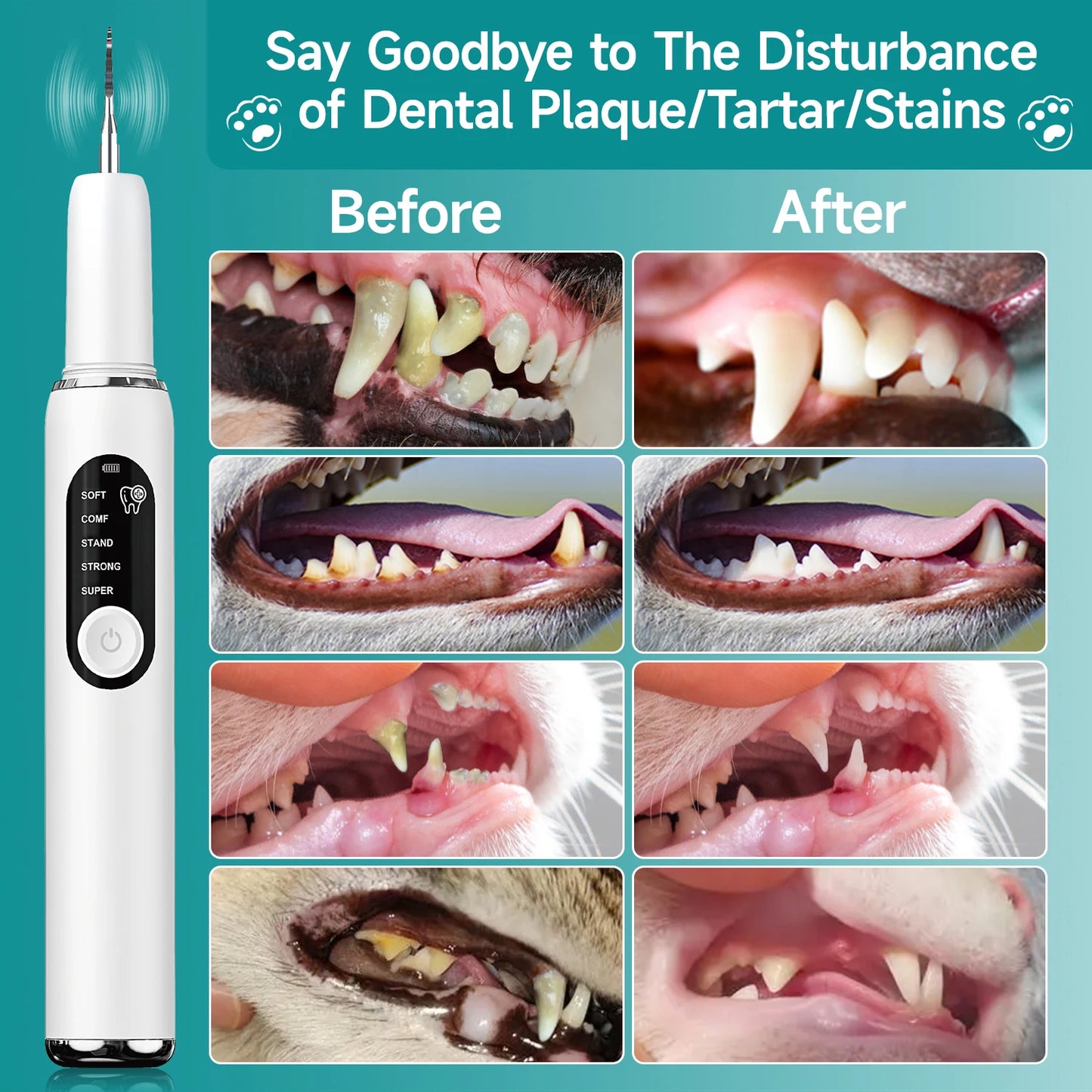 Pet Use Ultrasonic Tooth Cleaner Dog Cat Dental Scaler for Tartar Removal Teeth Cleaning Tool with Sonic Technolog