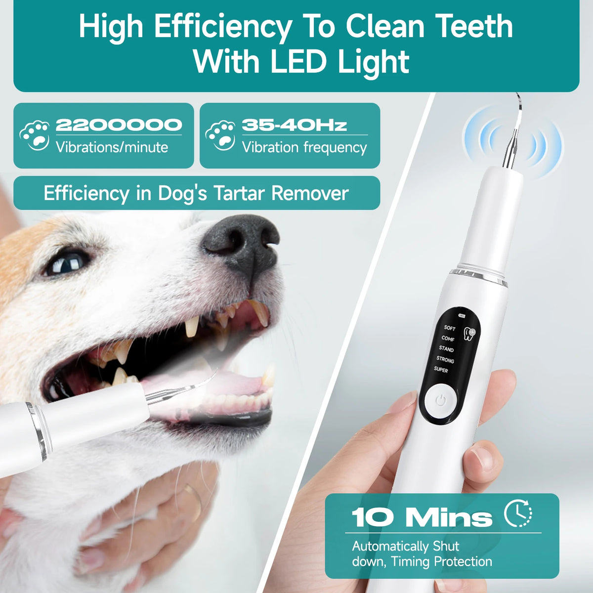 Pet Use Ultrasonic Tooth Cleaner Dog Cat Dental Scaler for Tartar Removal Teeth Cleaning Tool with Sonic Technolog